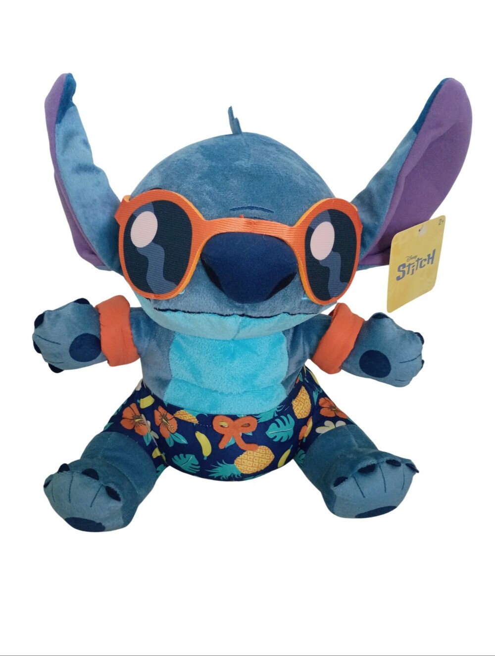 Disney Blue Stitch Plush with Orange Sunglasses and Purple Ear Accents